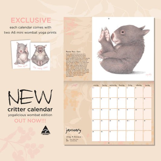 2024 calendar- yoga wombats- Lenny Pelling