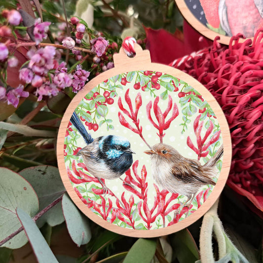 Eucalypt Christmas Ornament -  Superb Fairywrens