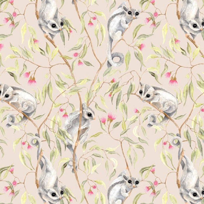 Cheeky Possums Natural- 100% cotton-fabric