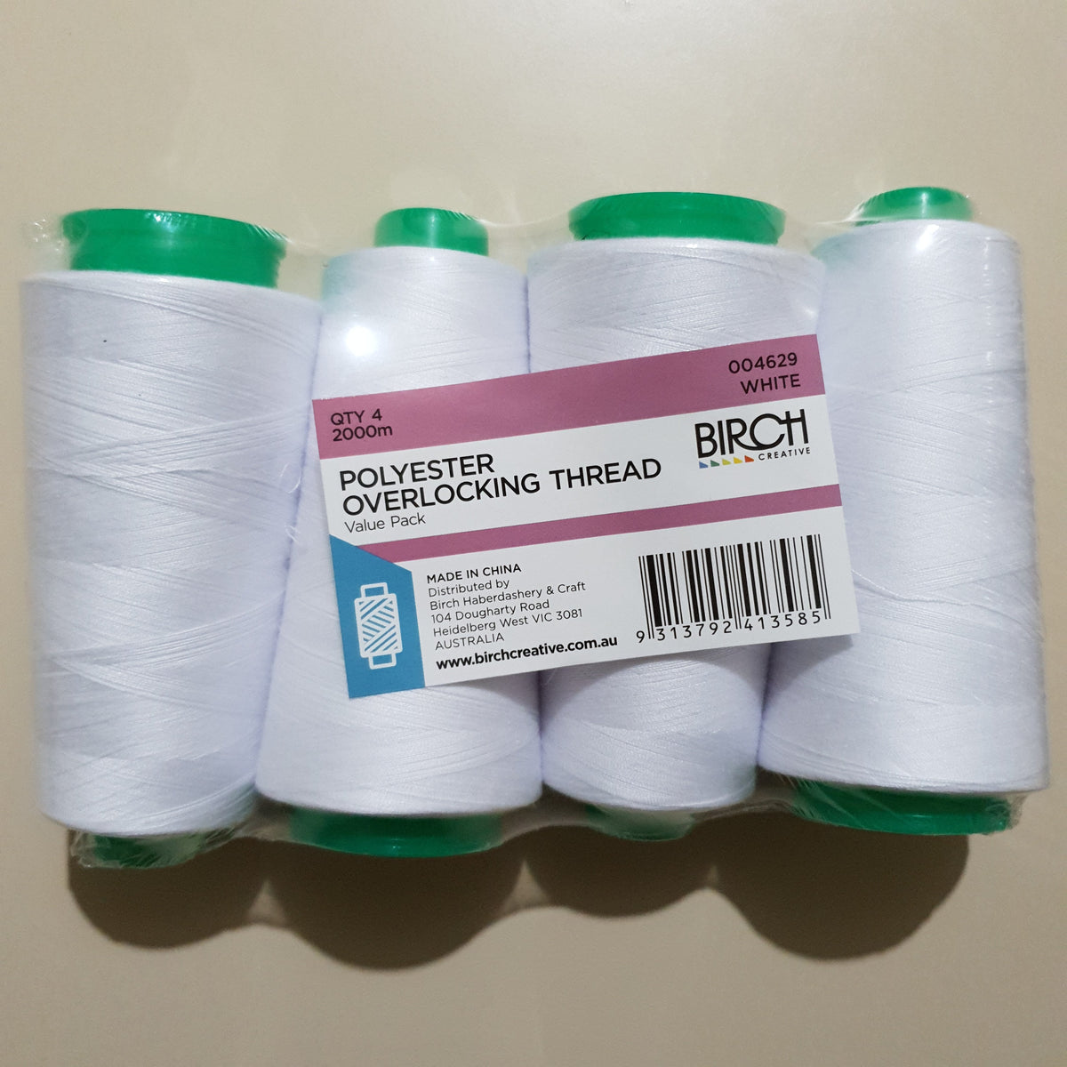 white overlocker polyester thread