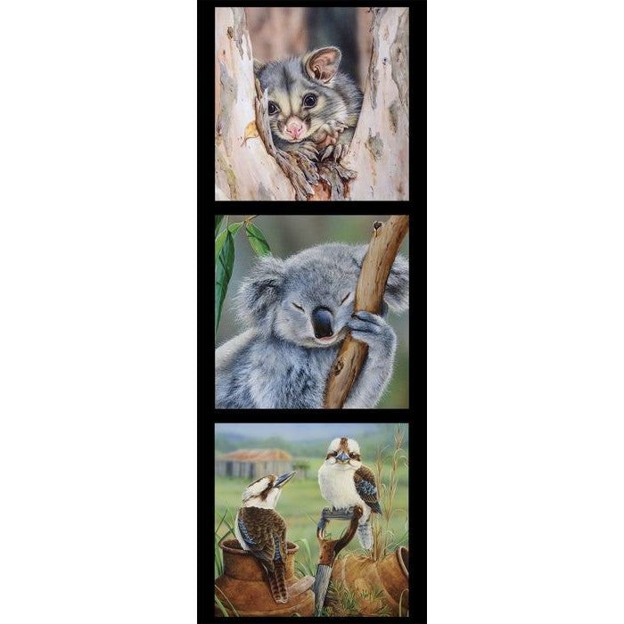 Wildlife Art Panel - Possum, Koala & Kookaburra