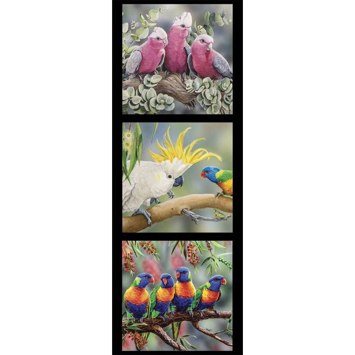 Wildlife Art Panel - Galahs, Cockatoos & Lorikeets

