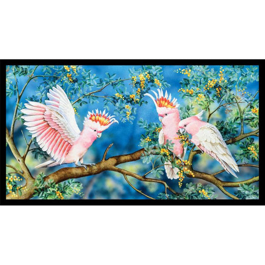 Pink cockatoo panels by Natalie Jane Parker