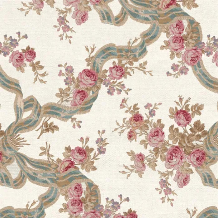 french antique floral linen and cotton fabric
