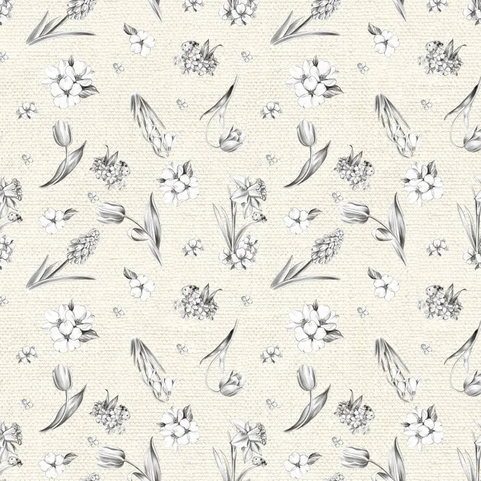 linen and cotton blend fabric with flowers
