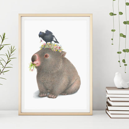 Wombat & Magpie Unframed Art Print